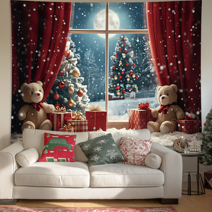 Kerstknuffel Wandtapijt – Feestelijke Kerstdecoratie met Beren