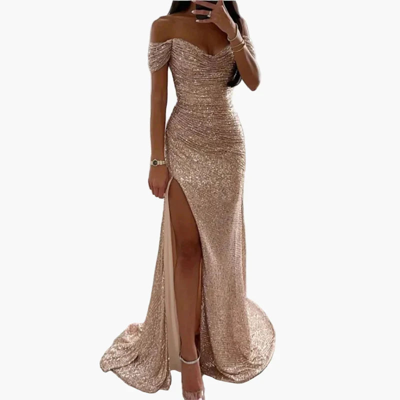 Dames Off-Shoulder Elegante Avondjurk met Split voor Avond