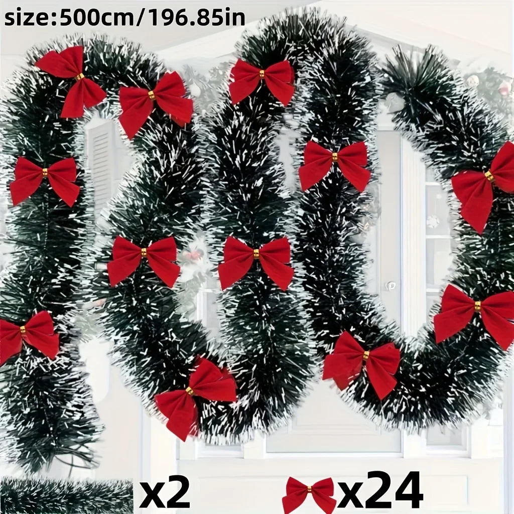 Kerstslinger – Decoratieve Slinger met Strik voor Boom en Feestdecoratie