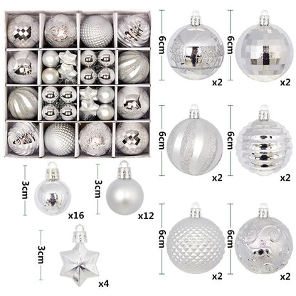 Winterblauw – 44-delige Kerstballenset Blauw Wit in Geschenkdoos