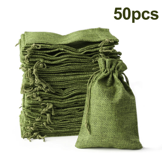 Jutevreugde – 50 Rood-Groene Cadeauzakjes met Trekkoord