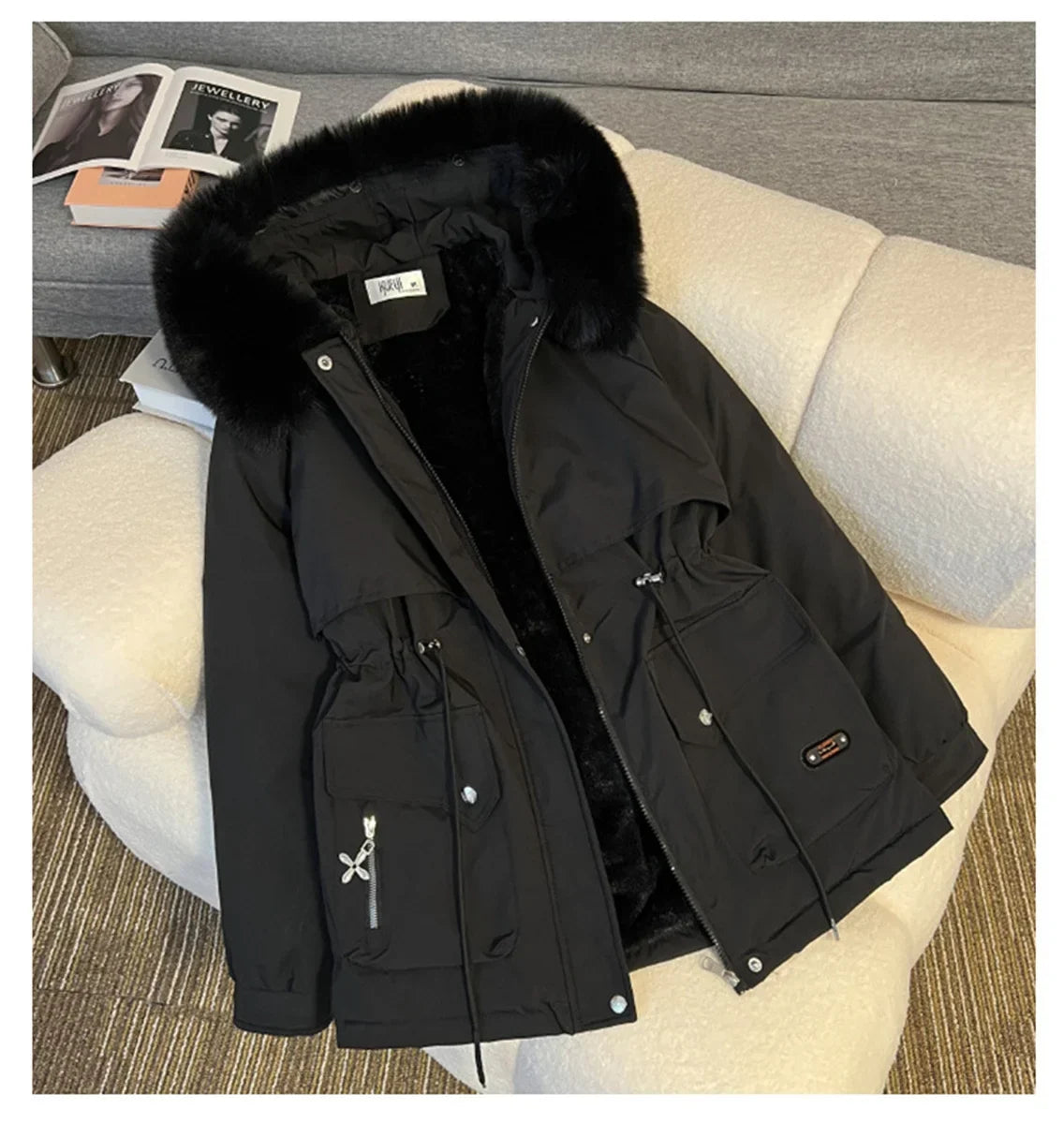Noor Dames Winterjas met Capuchon en Verstelbare Taille
