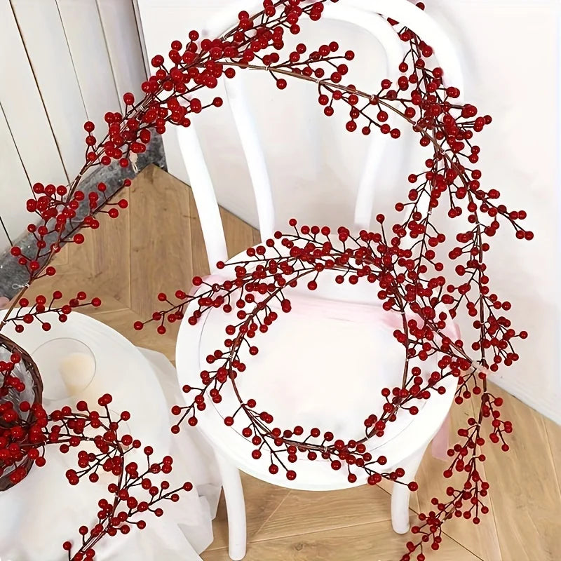 Rode Feestslinger – Decoratieve Kerstslinger van 190 cm met Rode Bessen