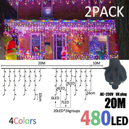 IJslicht Aurora – LED IJspegel Kerstverlichting 20 m met 480 LED's