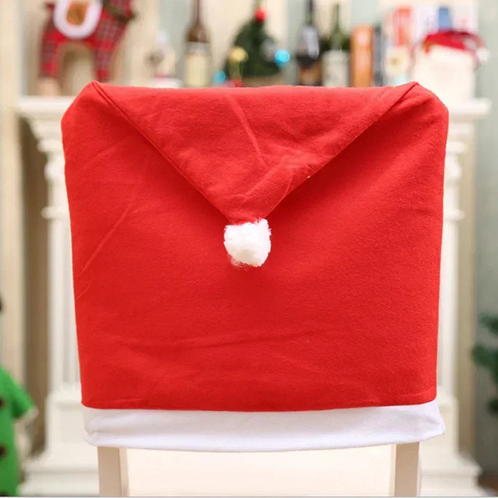 Kerstman Stoelhoes Rood-Wit, Kerstdecoratie voor Eetkamerstoelen
