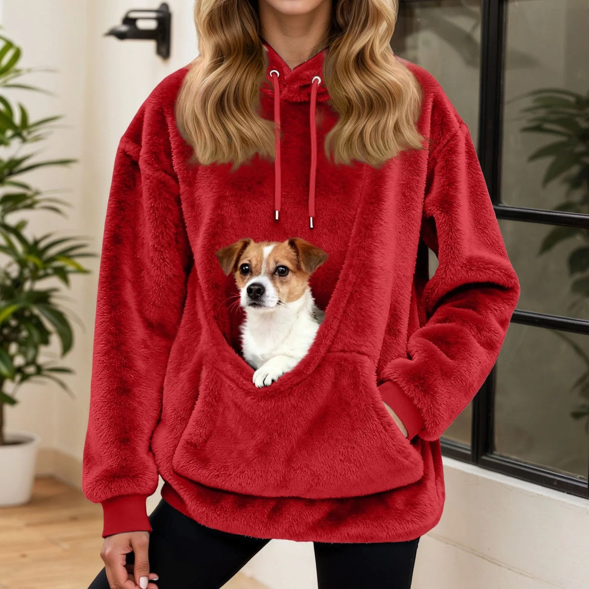 Knuffelzak Fleece Hoodie met Buikzak voor Kleine Huisdieren
