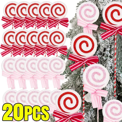 Snoepelora – Glitter Kerstzuurstokken 24 cm in Rood en Roze