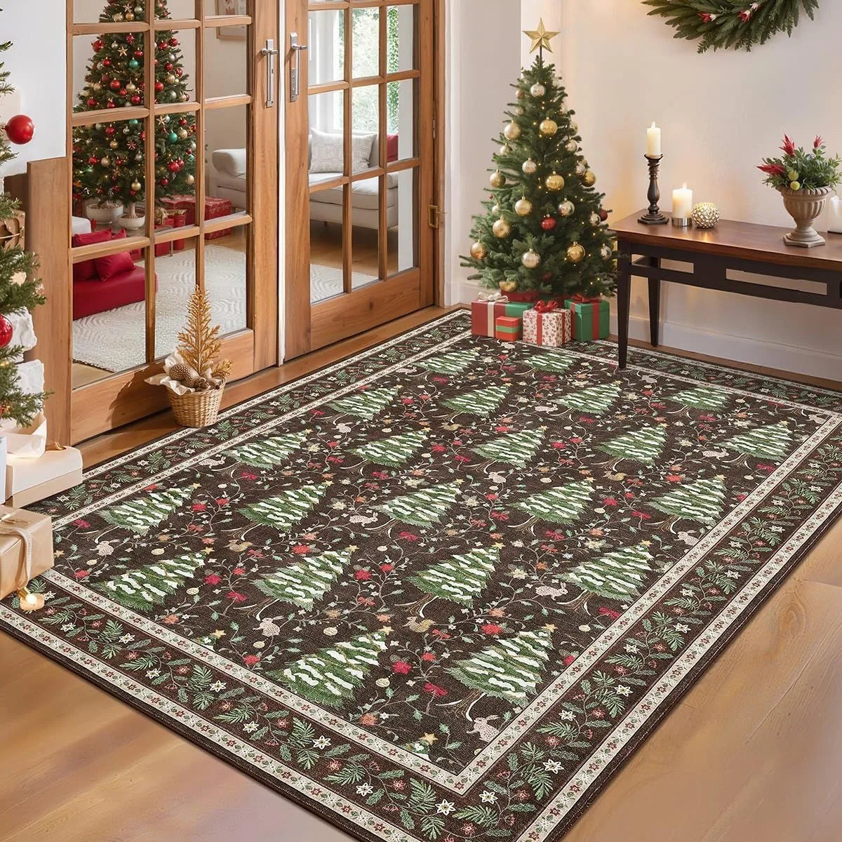 Noëllara – Zacht Kersttapijt met Kerstman en Rendieren, Antislip