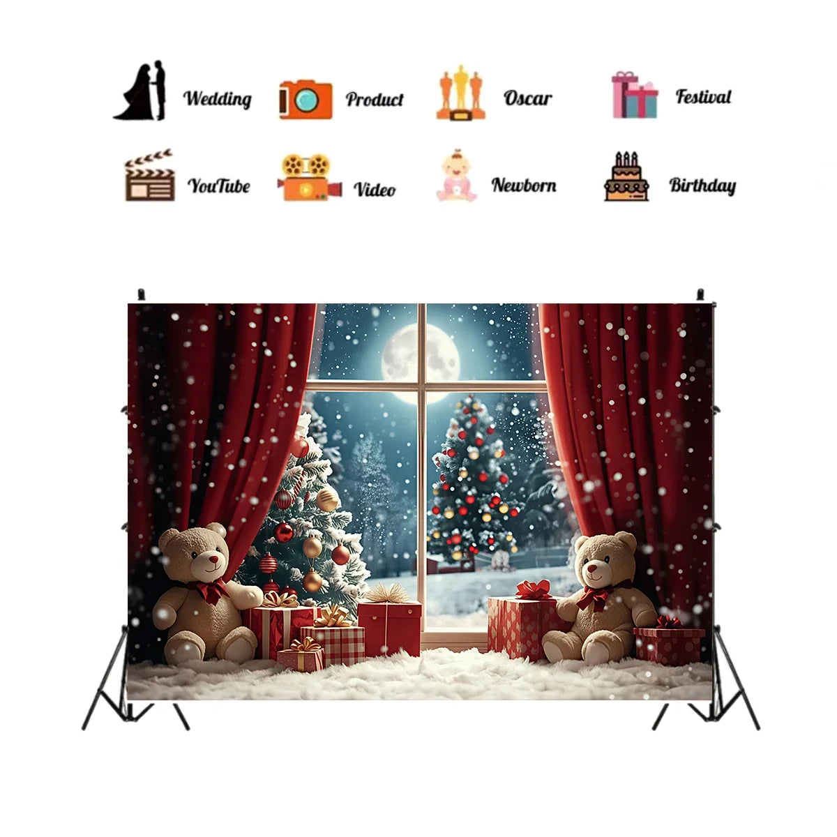 Kerstknuffel Wandtapijt – Feestelijke Kerstdecoratie met Beren