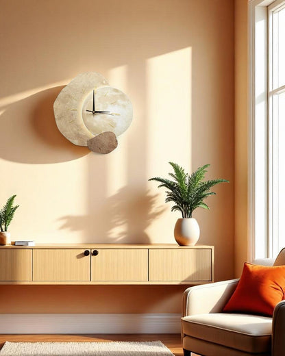 Maantijd Wandklok – Moderne Asymmetrische Klok met Licht