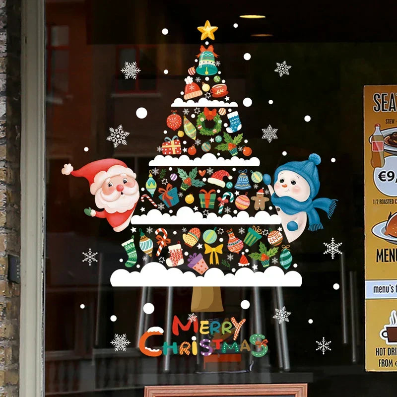 Raamdecoratie - Feestelijke decoratie met kerstman en dieren voor een gezellige kerst
