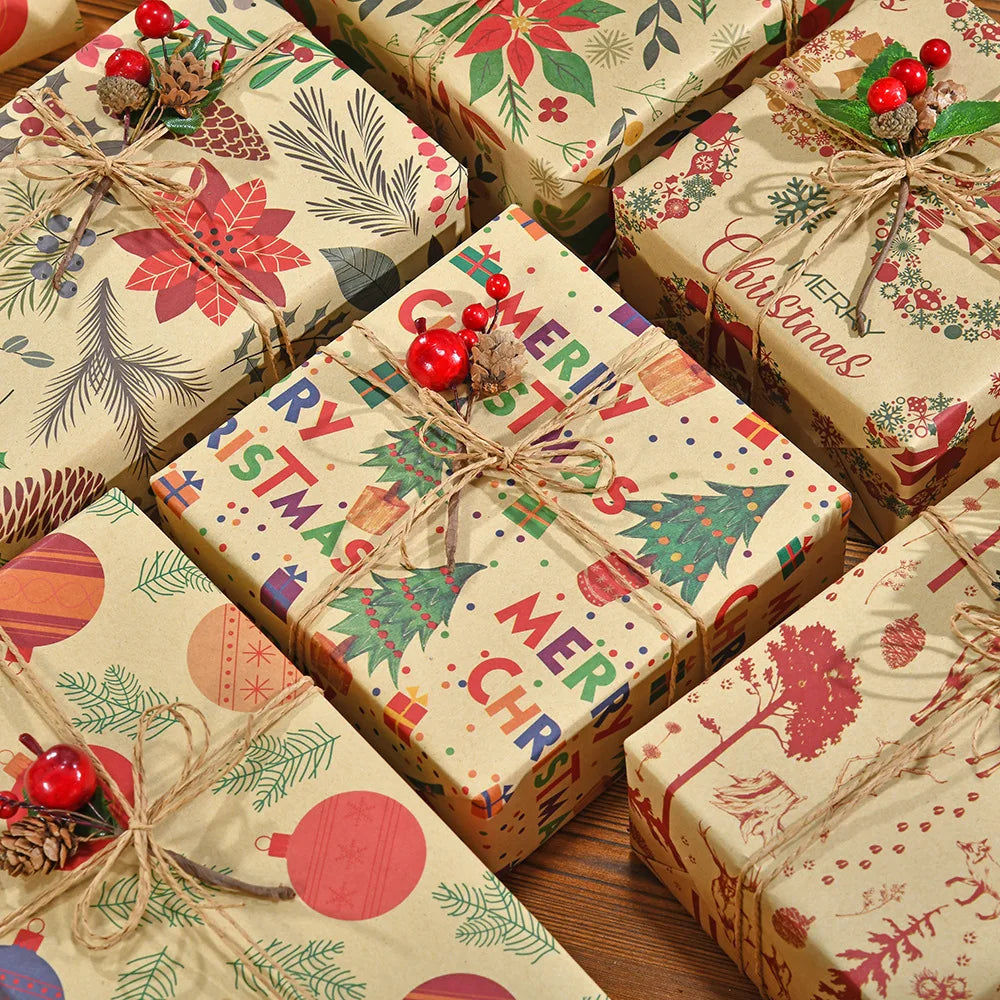 Kerst Inpakpapier – Feestelijk Cadeaupapier met Kerstmotieven 50x70 cm