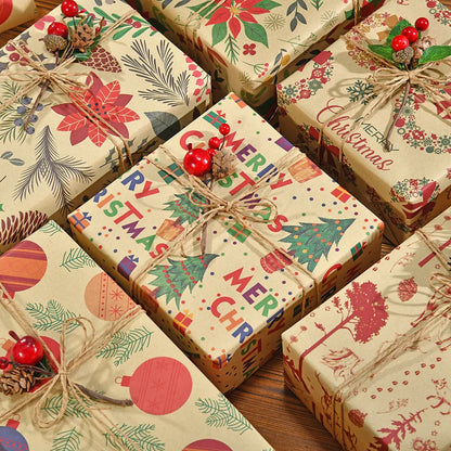 Kerst Inpakpapier – Feestelijk Cadeaupapier met Kerstmotieven 50x70 cm