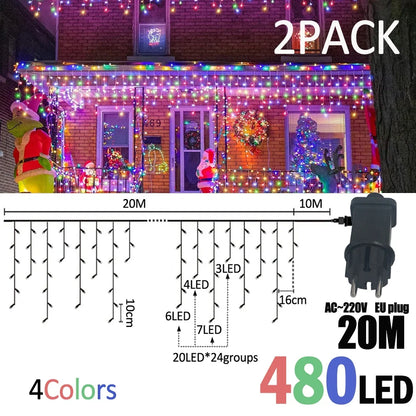 IJslicht Aurora – LED IJspegel Kerstverlichting 20 m met 480 LED's