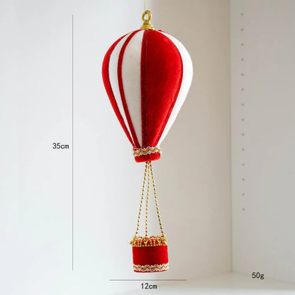 Kerstballon Roodwit – Decoratieve Heteluchtballon Kersthanger