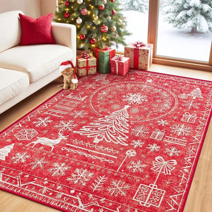 Noëllara – Zacht Kersttapijt met Kerstman en Rendieren, Antislip