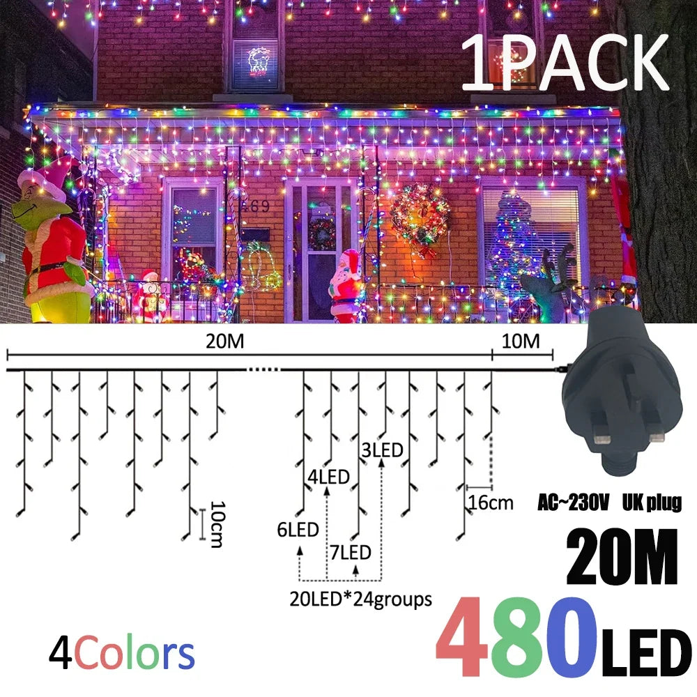 IJslicht Aurora – LED IJspegel Kerstverlichting 20 m met 480 LED's