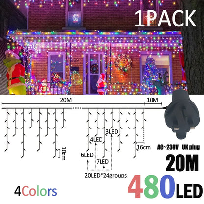 IJslicht Aurora – LED IJspegel Kerstverlichting 20 m met 480 LED's