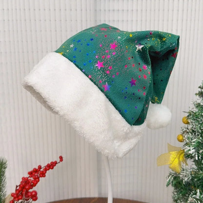 Sterrenpret – Kleurrijke Kerstmuts met Gouden Sterren voor Volwassenen