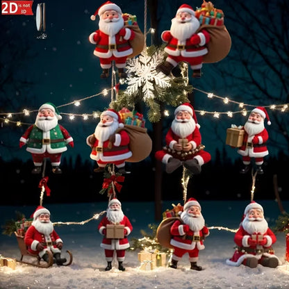Kerstfigaro – Set van 10 Houten Kerstman Hangers voor de Kerstboom