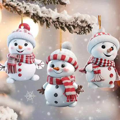 Sneeuwpret – Set van 5 Sneeuwpop Kersthangers voor de Kerstboom