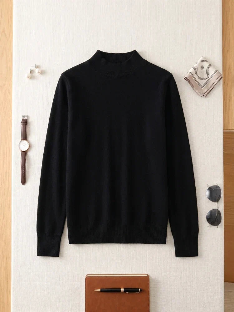 Sanne Dames Trui Hoge Hals – Tijdloos Model met Ribdetails