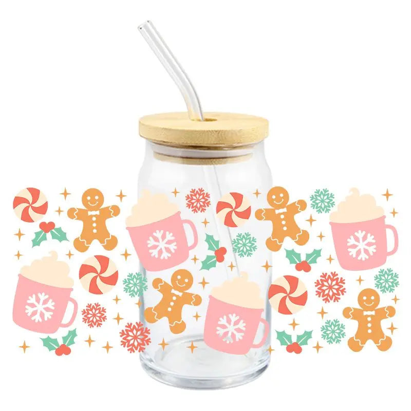 Kerststickers voor Glazen en Mokken met Peperkoekmannetje