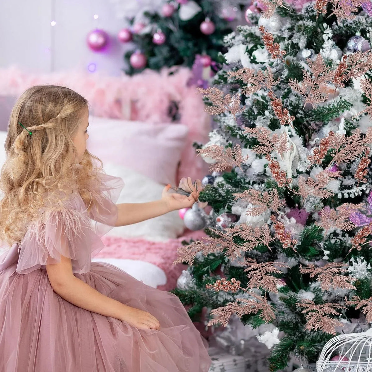 Roodelle – Glitter Kerstbessen en Dennentakken voor Kerstdecoratie