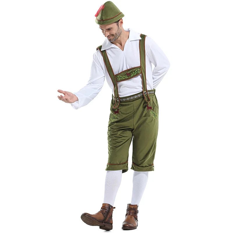 Heren Oktoberfest Kostuum Compleet met Salopette, Shirt en Hoed