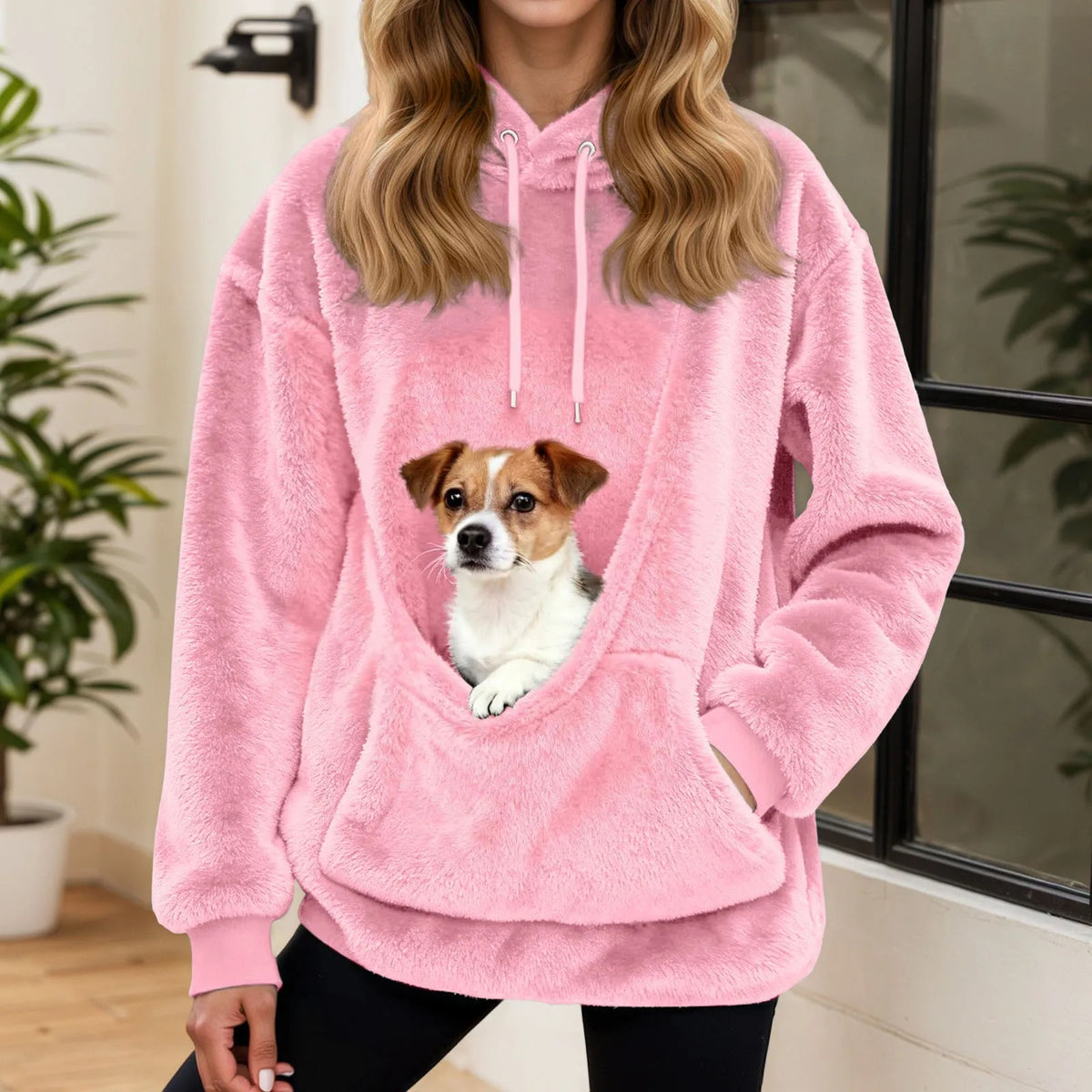 Knuffelzak Fleece Hoodie met Buikzak voor Kleine Huisdieren