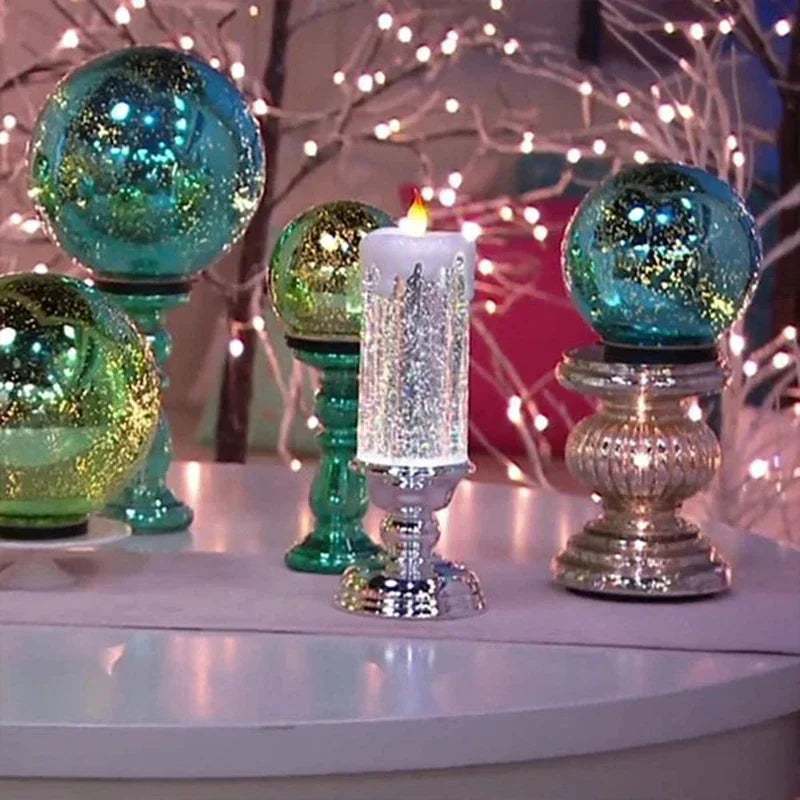 GlitterVlam Noëlle – LED Kerstkaars met Kleurverandering en Glitter