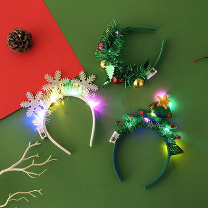 Kersthoofdband – LED Feestaccessoire met Sneeuwvlok en Kerstboom