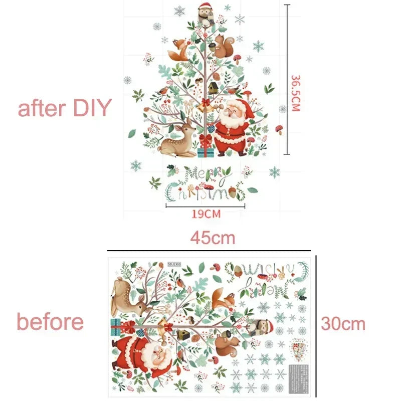 Raamdecoratie - Feestelijke decoratie met kerstman en dieren voor een gezellige kerst