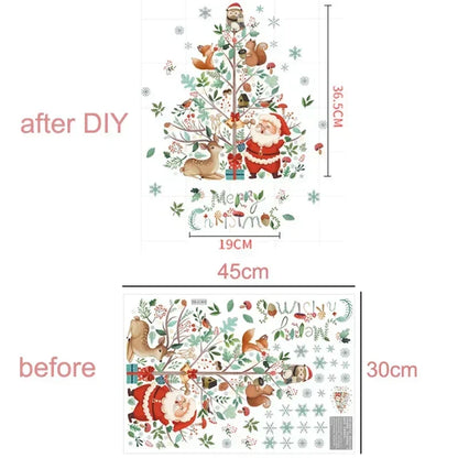 Raamdecoratie - Feestelijke decoratie met kerstman en dieren voor een gezellige kerst