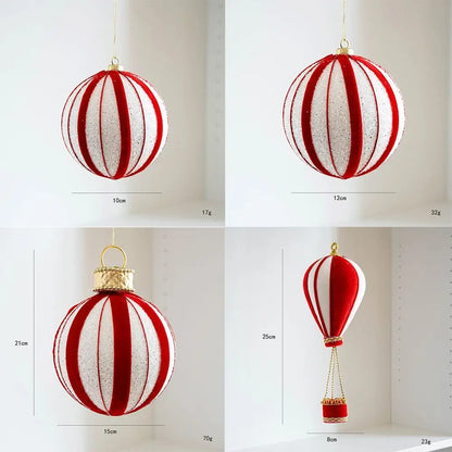 Kerstballon Roodwit – Decoratieve Heteluchtballon Kersthanger