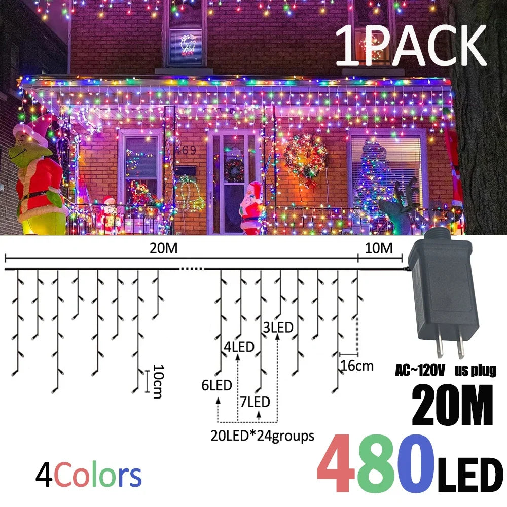 IJslicht Aurora – LED IJspegel Kerstverlichting 20 m met 480 LED's
