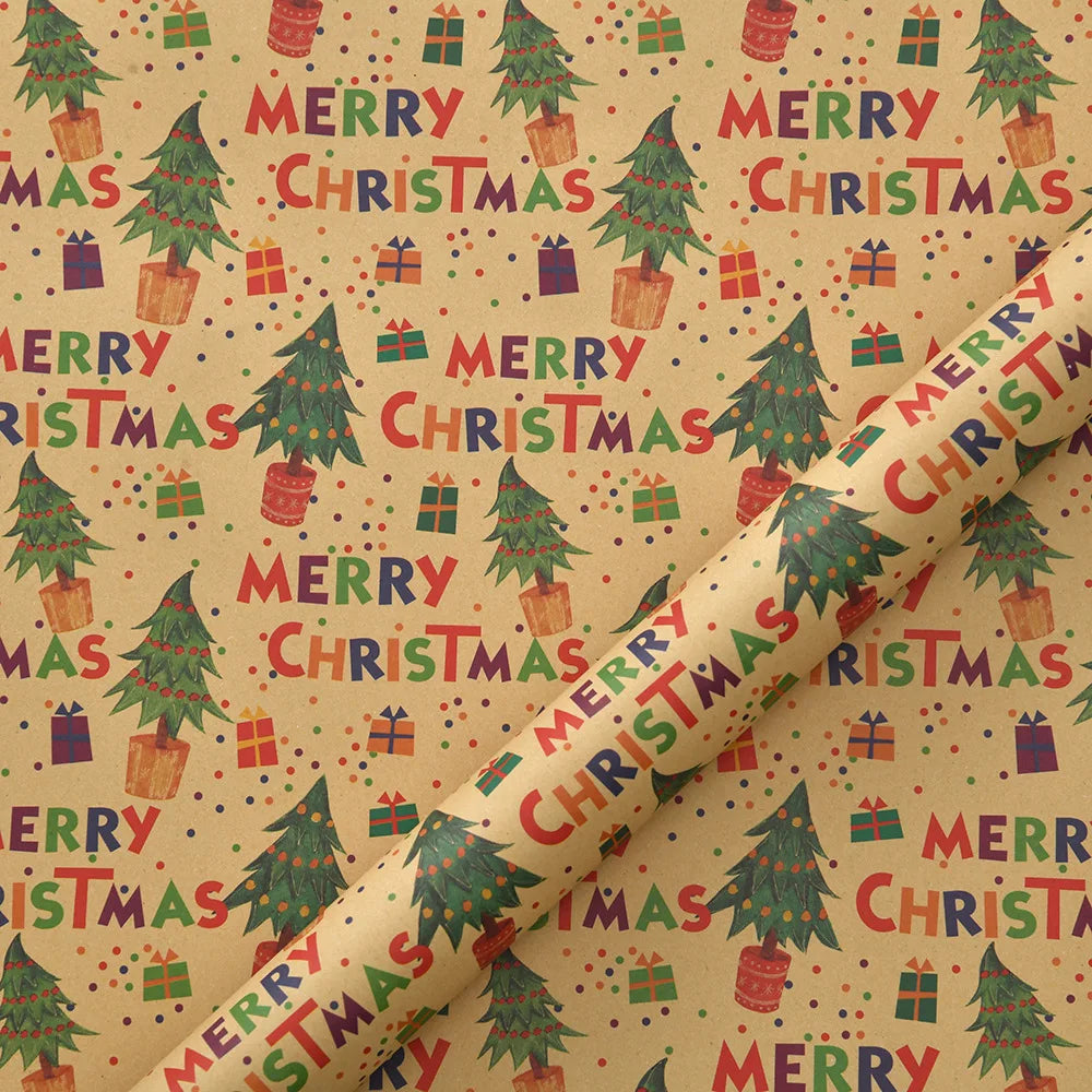 Kerst Inpakpapier – Feestelijk Cadeaupapier met Kerstmotieven 50x70 cm