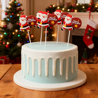 Kerstman Cake Toppers Set van 5 voor Cupcakes en Kerstgebak