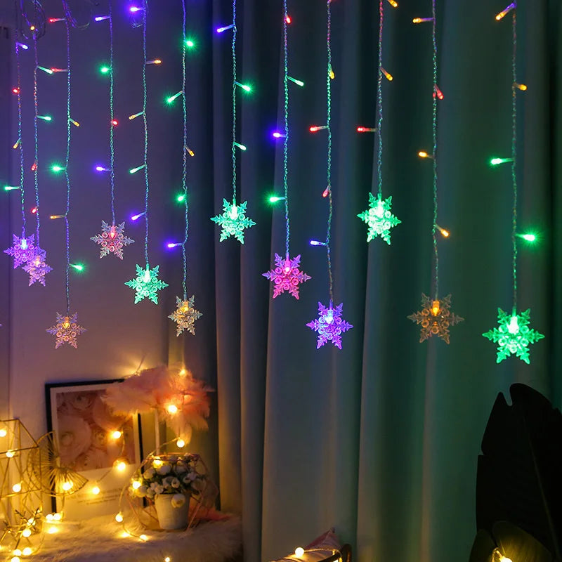 Sneeuwvlok Licht­slinger – Kleurrijke LED Kerstverlichting voor Binnen