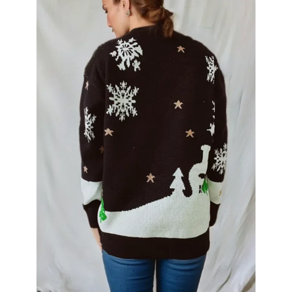 Trui met peperkoekmannetje en kerstmotief, lange mouwen, ronde hals