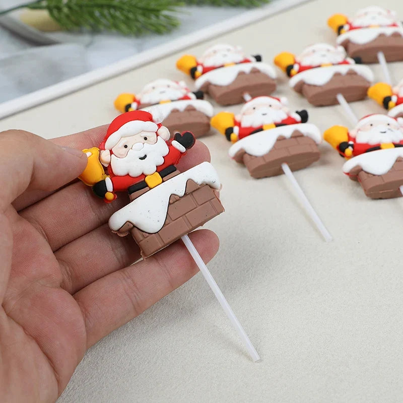 Kerstman Cake Toppers Set van 5 voor Cupcakes en Kerstgebak