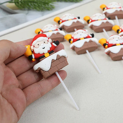 Kerstman Cake Toppers Set van 5 voor Cupcakes en Kerstgebak