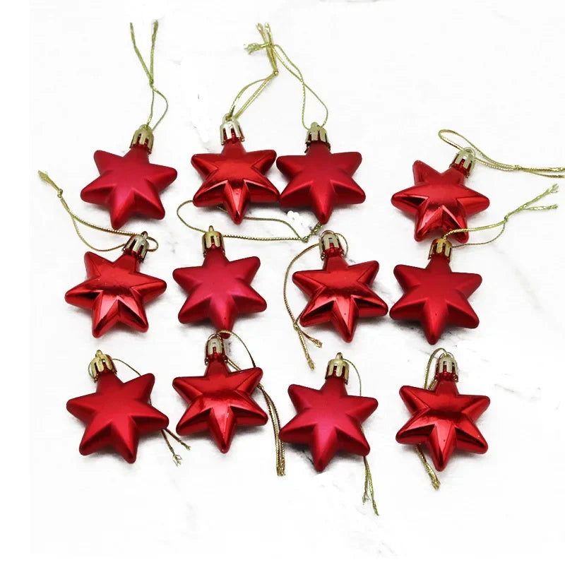 Sterren Kersthangers – Set van 12 Decoratieve Sterren van 5 cm