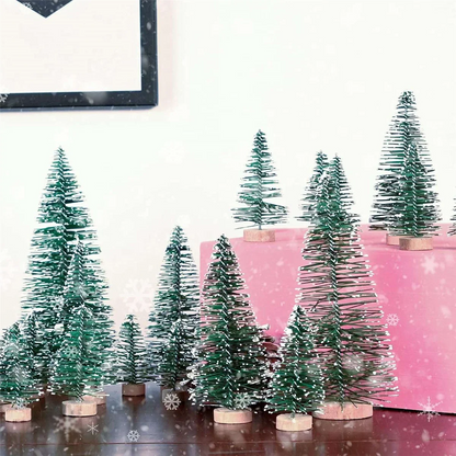 Frostelle – Set van 25 Miniatuur Kerstbomen met Kunstsneeuw