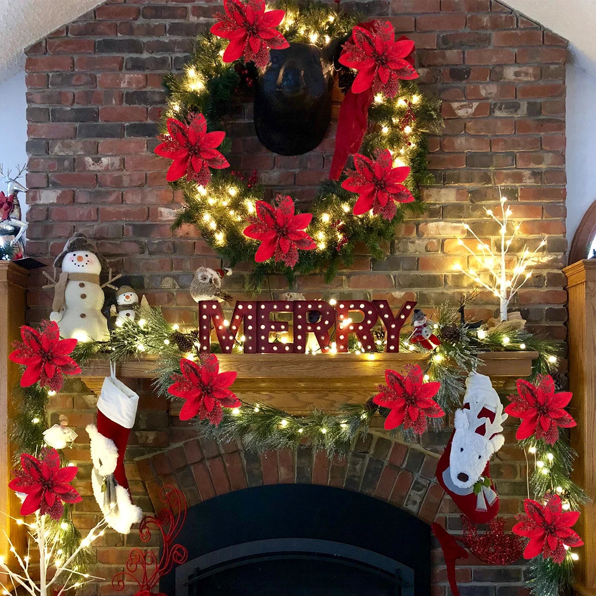 Goudglans – Glitter Kerstbloemen voor Kerstboom en Woondecoratie