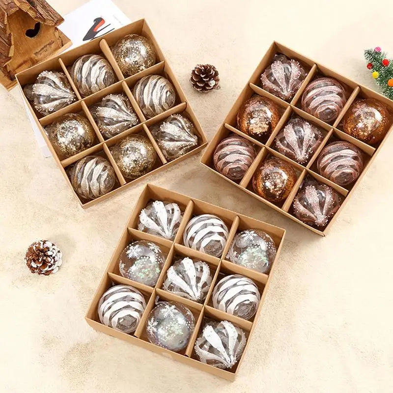 Sneeuwsterfeest – Set van 9 kerstboomornamenten met sneeuwvlokken, 10 cm