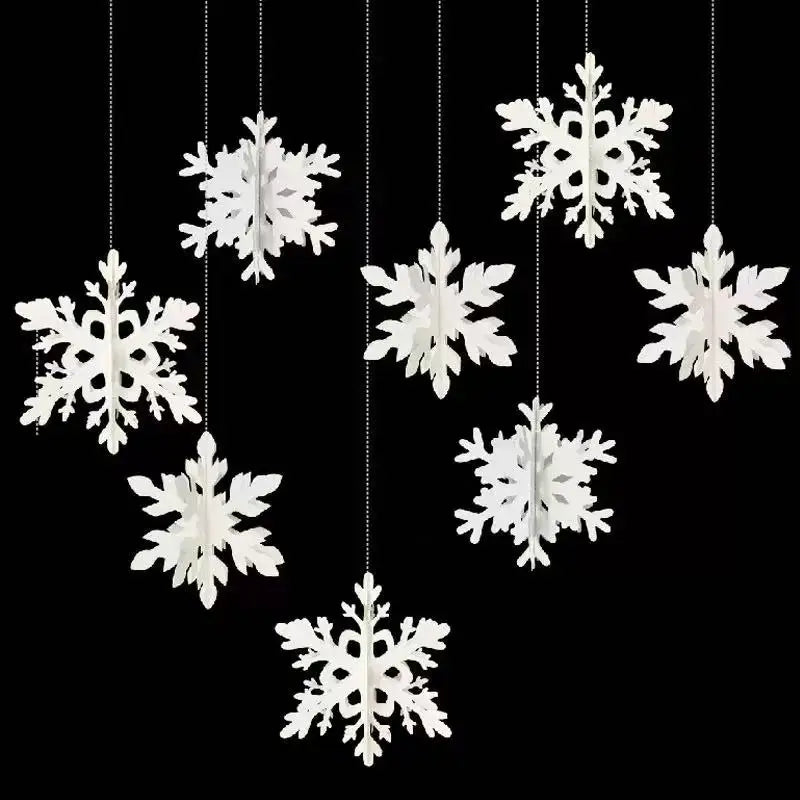 3D Sneeuwvlok Kersthangers – Set van 6 Decoratieve Ornamenten