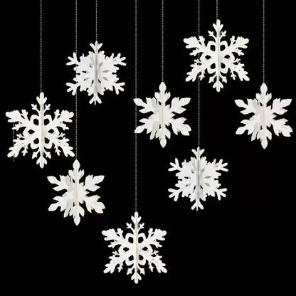 3D Sneeuwvlok Kersthangers – Set van 6 Decoratieve Ornamenten