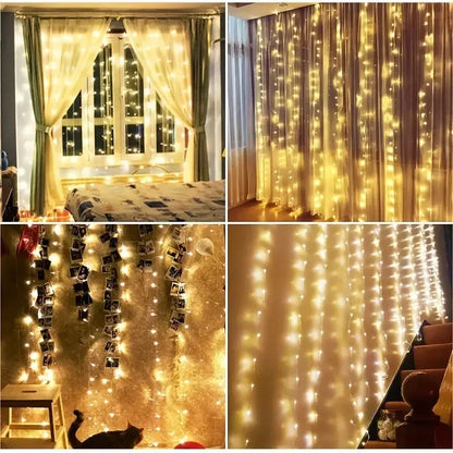 Kleurenfonkel – LED Kerstgordijnverlichting met Afstandsbediening en Timer