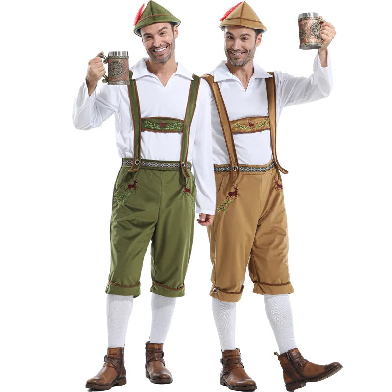 Heren Oktoberfest Kostuum Compleet met Salopette, Shirt en Hoed
